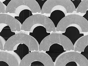 Wall made from half pipes Wall made from half pipes