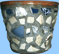 shard mosaic plant pot