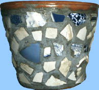 shard mosaic plant pot