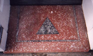 red and black terrazzo doorstep