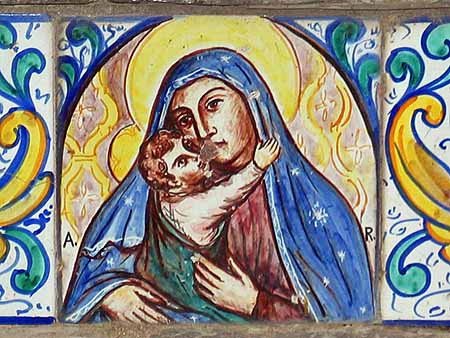 Madonna and child tile design