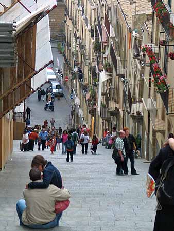 Looking down La Scala steps