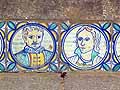 Tiles with roundels of portraits