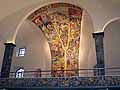 View of the Sicilian heritage mosaic on a balcony in the Corte Capitanale hall