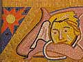 Symbol of Sicily at the foot of the mosaic