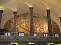 Tile panel with battle scene and tiled balcony