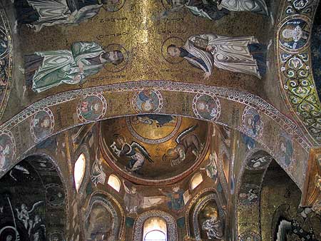 Mosaic of Christ on church ceiling