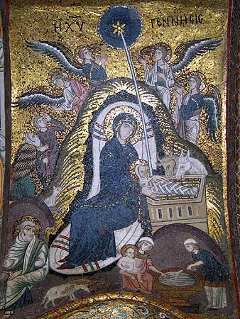 Nativity scene in mosaic