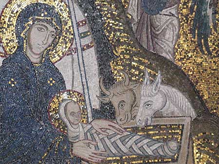 Detail of Jesus in the manger