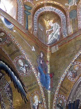 A corner of the church with saint Peter mosaic
