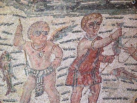 fishing cherubs mosaic