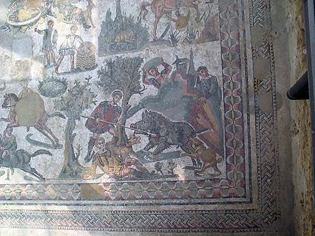 hunting boar mosaic